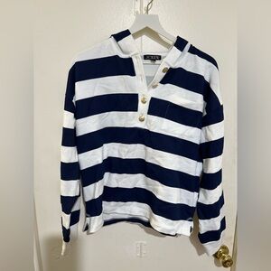 J. Crew Navy and White Striped Sweatshirt